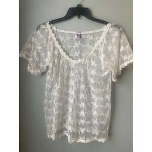 Ayla lace top‎ ivory women's medium